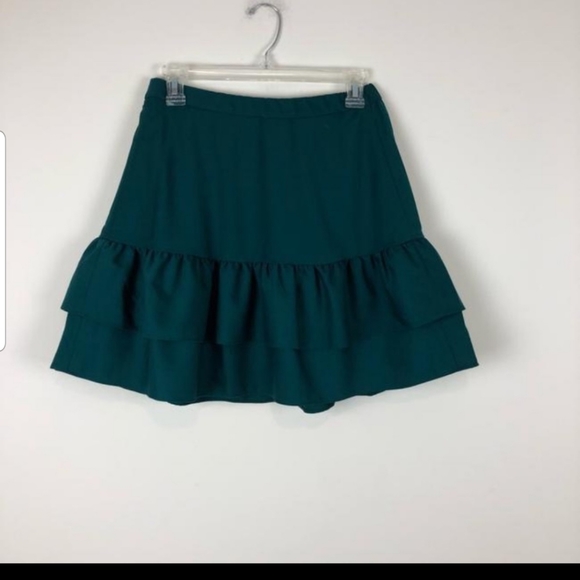 J.Crew ruffle mini skirt in emerald green - Picture 2 of 8